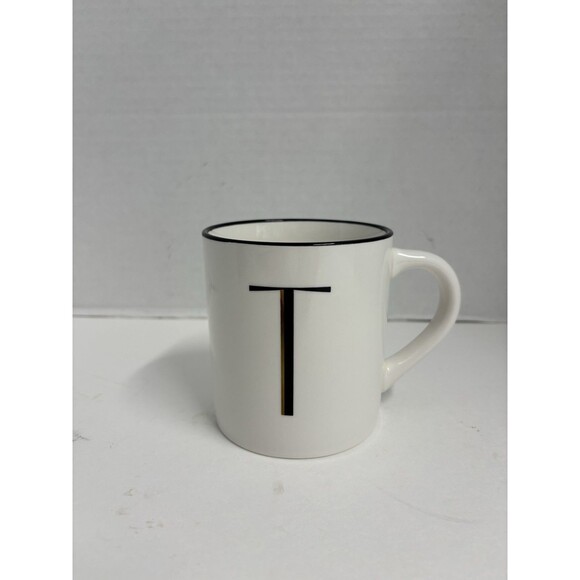 Threshold T Monogram Coffee Mug White, Black, Gold - Picture 1 of 7